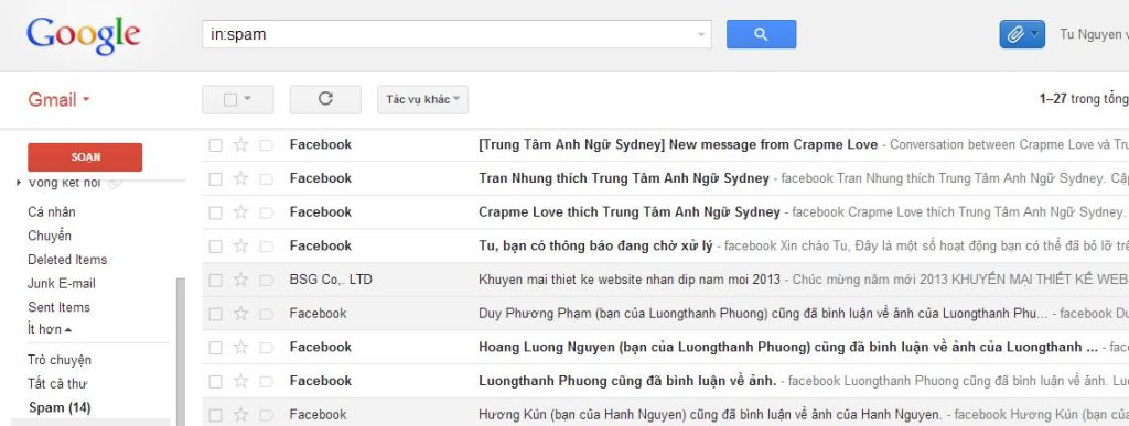 Làm thế nào để ngăn chặn thông báo từ Facebook gửi đến Gmail,Yahoo mà mình đăng ký?