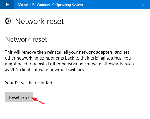 Cách thiết lập lại cài đặt mạng internet Windows 10