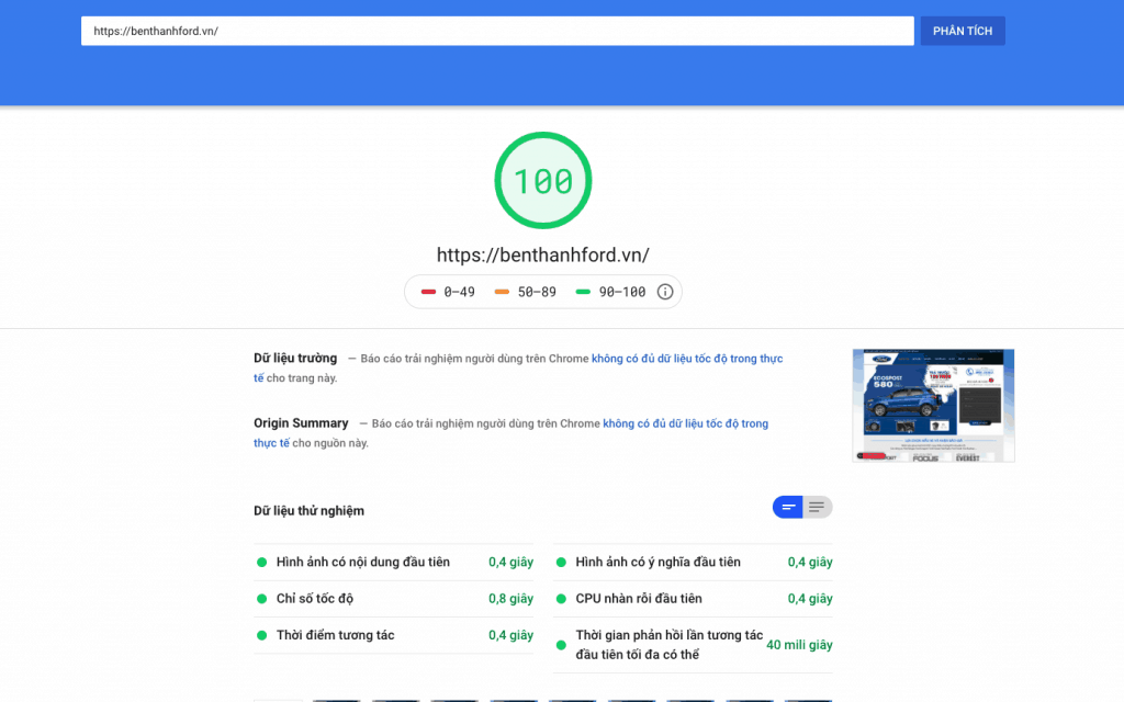 Website tối ưu PageSpeed