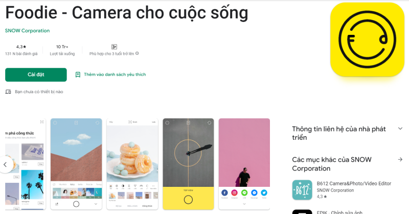 Đánh giá ứng dụng Foodie – Camera cho cuộc sống cho Android