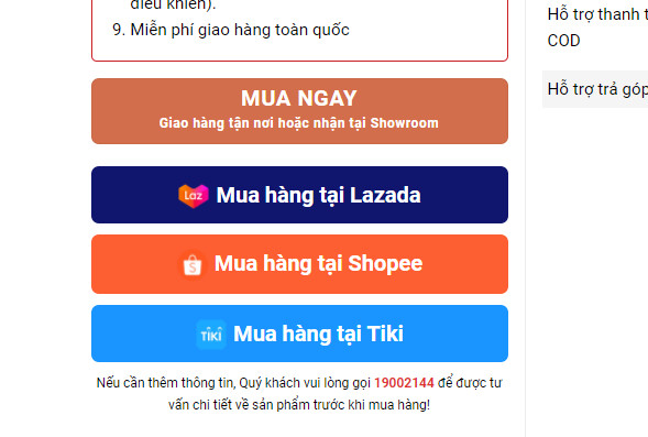 Hướng dẫn tạo thêm nút mua hàng liên kết với các sàn TMĐT Lazda, Shopee, Tiki…