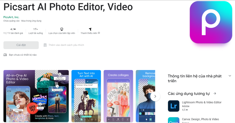 Đánh giá ứng dụng Picsart: Chỉnh Ảnh & Video cho điện thoại